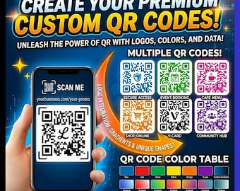 Custom QR Code for Business, Website & Social Media | Menu QR, Payment Link, Scannable Code |  ,Instant Digital Download