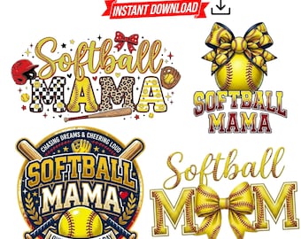 Softball PNG Bundle, Retro Softball Mama Coquette Bow, Game Day PNG, Shirt Printable Design, Sublimation PNG, Instant Digital Download