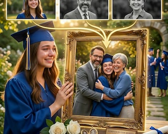 Custom Graduation Memorial  Portrait, Add deceased Loved One, Custom memorial art, Graduation gift for her, family photo composite,Merge pic