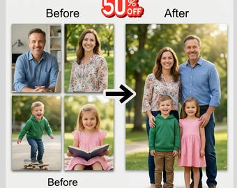 Add Person to Photo, Realistic Photo Merge Service, Memorial Gift, Family Picture Editing, Wedding Photo Edit, Custom Photoshop Service