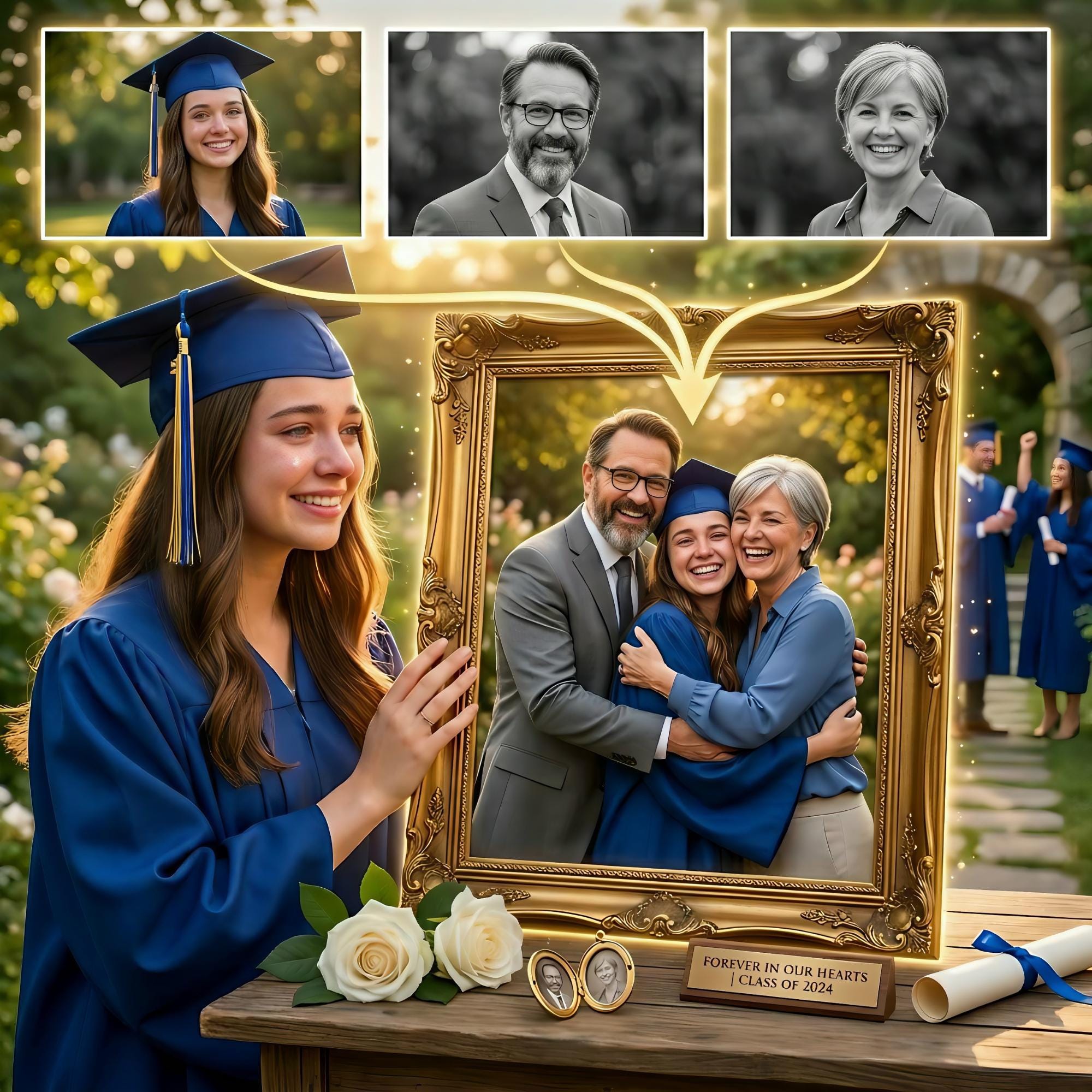 Custom Graduation Memorial Portrait, Add Deceased Loved One, Custom ...