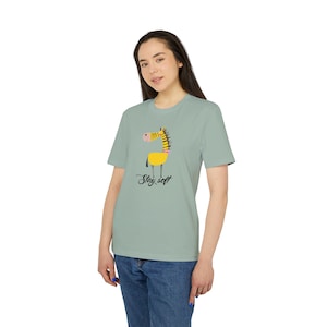 Cute Yellow Zebra Illustration T-shirt | Stay Soft Script