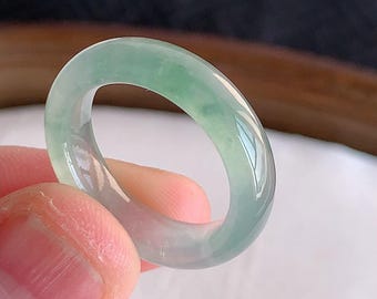 Ring aus natürlichem, eisblauem Jadeit (Qualität A), echtem burmesischem Jade-Band, minimalistisches Geschenk für Sie, Geburtstag, Jahrestag, edler Schmuck