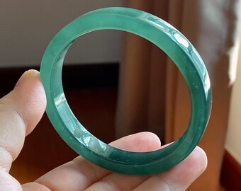 Quadratisches Armband aus natürlichem, eisblau-grünem Jadeit (58 mm), burmesisches Jade-Armband, Geschenk für Sie, Geburtstag, Jahrestag, edler Schmuck
