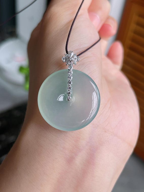 Certified Natural A-Grade Jadeite Peace Pendant | 18k Gold, 24mm, Myanmar Gemstone