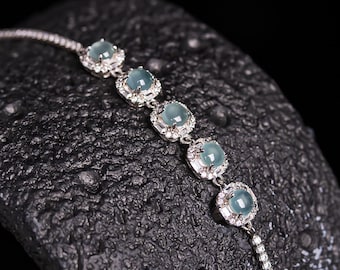 925er silber High Ice Transparenz Einzigartige Jade Armband, Natürliche Klasse A Jadeit Schmuck, geschenk für Sie