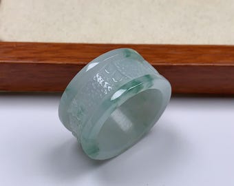 Anillo para el pulgar de jade birmano natural certificado de grado A