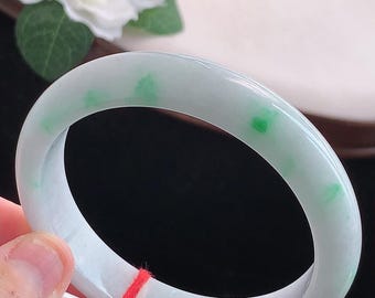 Armreif aus natürlichem Jadeit der Güteklasse A, breites, schwebendes grünes Armband in D-Form, echter burmesischer Jade, Geschenk für Sie, Geburtstag oder Jahrestag