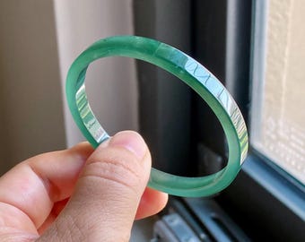 Quadratisches Armband aus natürlichem, eisblau-grünem Jadeit (53,5 mm), burmesisches Jade-Armband, Geschenk für Sie, Geburtstag, Jahrestag, edler Schmuck