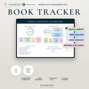 Google Spreadsheets-boektracker, leesdagboek, verlanglijst, uitdaging (digitale download)
