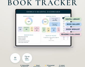 Google Sheets Book Tracker, Reading Journal, Wishlist, Challenge (Digital Download)