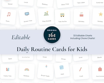 Daily Routine Cards for Kids | Editable Visual Schedule | Toddler Routine Chart, Chore Chart, Montessori Homeschool Preschool, Printable PDF