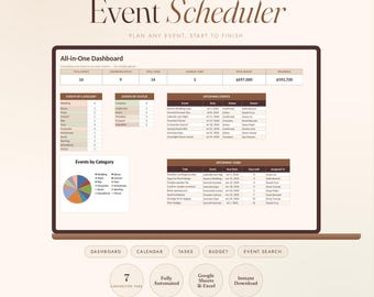 Event Planner Spreadsheet | Budget, Tasks, Calendar (Google Sheets)