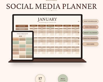 Social Media Planner Spreadsheet | Content Calendar, Hashtag Tracker (Google Sheets)