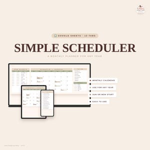 Spreadsheet maandplanner | Excel Google Spreadsheets digitale agenda (digitale download)