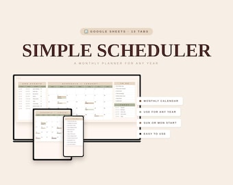 Monthly Planner Spreadsheet | Excel Google Sheets Digital Calendar (Digital Download)