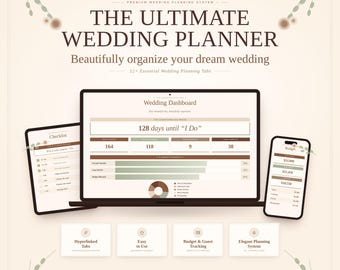 Luxury Wedding Planner Canva Template | Editable Bridal Binder, Wedding Checklist, Budget Tracker, Timeline Organizer