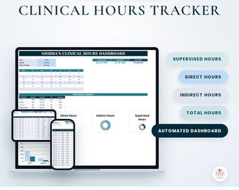 Clinical Hours Tracker Google Sheets | Nursing & Counseling Practicum Log, Internship Hours Dashboard Template
