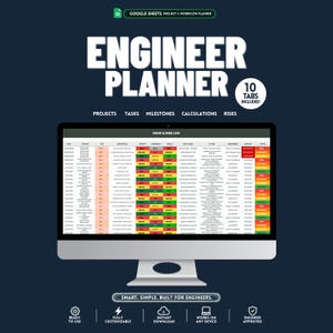 Ingenjörsplanerare Projektuppföljning Milstolpslogg Uppgiftsorganisatör Beräkningsblad Inspektionslogg Riskregister Google Sheets
