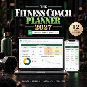 Fitnesscoachplanner, klantvolgsysteem, trainingsschema, voortgangslogboek, doelenplanner, lichaamsmetingen, trainingsprogramma, betalingsoverzicht.
