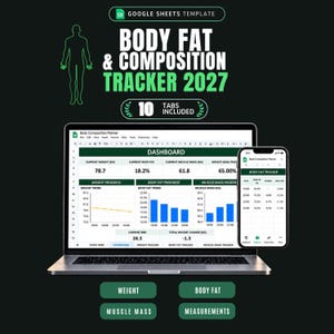 Tracker de Masse Grasse et de Composition Corporelle Personnalisé Google Sheets : Agenda pour tracker sa masse grasse