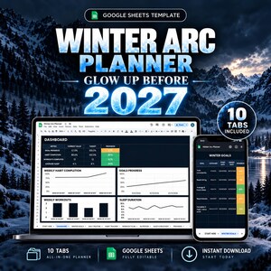 Winter Arc Planner Template Google Sheets : Planner Glow Up Winter Arc - Glow Up Before 2027 Planner