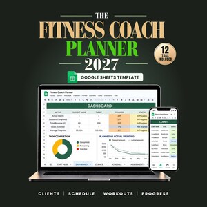 Planer Trenera Fitnessu Monitor Klienta Harmonogram Treningu Dziennik Postępów Organizator Celów Parametry Ciała Program Treningowy Arkusz Kalkulacyjny Rejestru Płatności