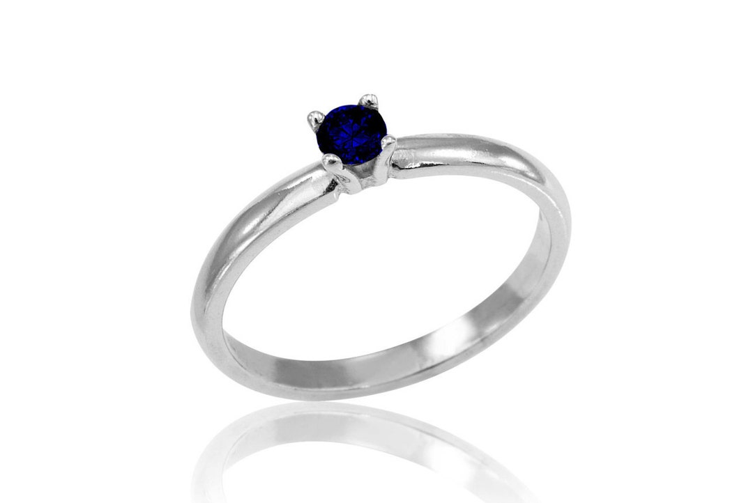 Sapphire Engagement Ring 14K White Gold Sapphire Ring - Etsy