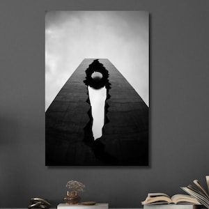 Arquitectura abstracta en blanco y negro, fotografía artística minimalista, obra de arte geométrica moderna, impresión monocromática