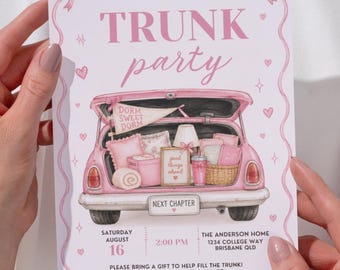 Trunk Party Invitation Template, College Send Off Invite, Editable Graduation Coquette Trunk Party, College Bound Canva Invite, Dorm Party