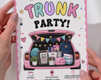 Trunk Party Invitation Template, College Send Off Invite, Editable Graduation Trunk Party Invitation, College Bound Canva Invite, Dorm Party