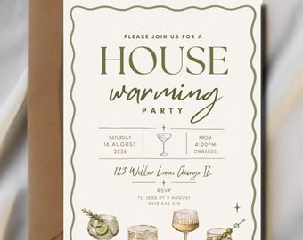 Housewarming Party Invitation Template | Editable House Warming Invite | New Home Party Invitation | Modern Minimalist Cocktail Invite |