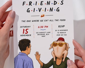 Friendsgiving Invitation Template | Thanksgiving Dinner Party Invite | Editable Fall Invitation | TV Inspired Digital Invite | Printable
