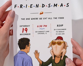 Friendsmas Invitation Template | Friendsmas Dinner Party Invite | Editable Christmas Invitation | TV Inspired Digital Invite | Printable