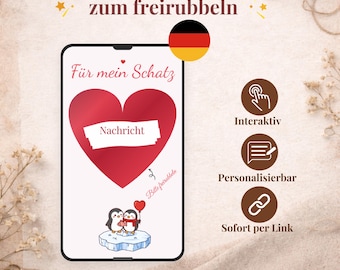 Du bist mein Lieblingsmensch Rubbelkarte Digital, Süße Liebeserklärung Partner Freundin, Personalisierbar, Sofort per Link, RD0021