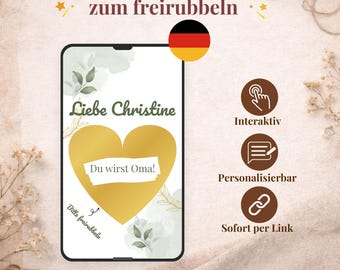Du wirst Oma Rubbelkarte Digital, Schwangerschaft verkünden Geschenk, Baby News Überraschung personalisierbar, Sofort per Link, RD0001
