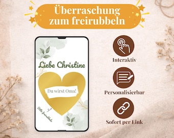 ¡Vas a ser abuela! Tarjeta digital para rascar, regalo para anunciar el embarazo, sorpresa para anunciar la llegada del bebé, personalizada, entrega instantánea vía enlace, RD0001