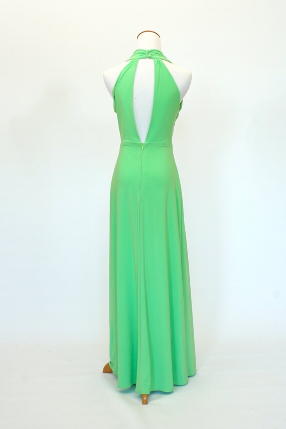 US Size Small, 70's Vintage Maxi Dress, Long Gree… - image 5