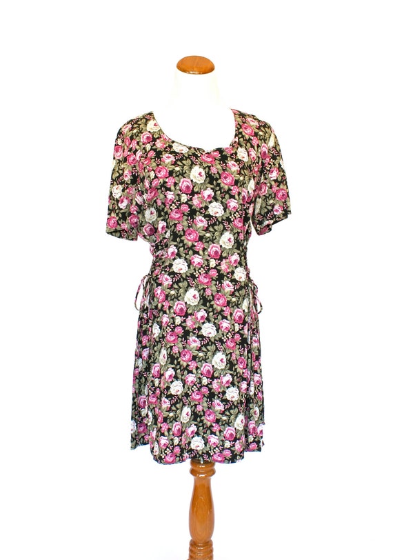 US Size 8-10, 90's Vintage Rose Dress, Floral Dre… - image 2