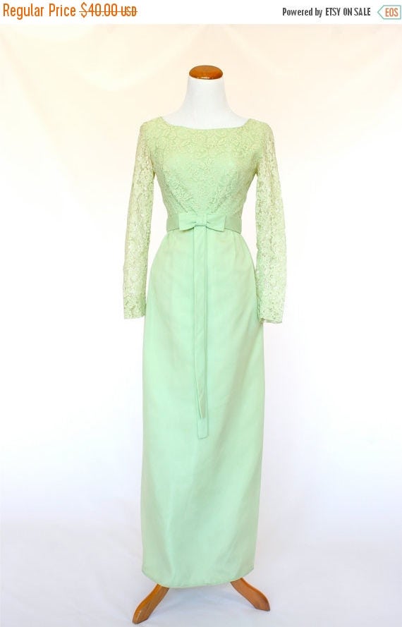 20% OFF SALE 60's Vintage Prom Dress, Soft Green … - image 1