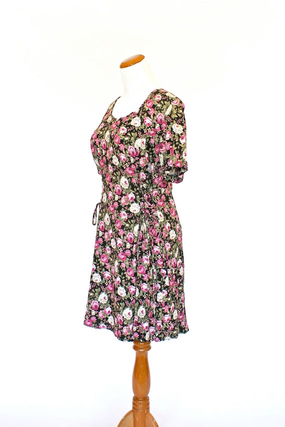 US Size 8-10, 90's Vintage Rose Dress, Floral Dre… - image 4