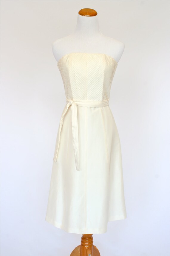 US Size 2 Ivory Dress, Silk Dress, Strapless Dres… - image 2