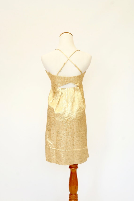 Women's Size 2, Golden Goddess Dress, Gold Mini D… - image 4