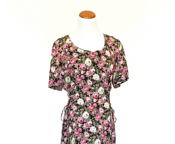 US Size 8-10, 90's Vintage Rose Dress, Floral Dre… - image 3