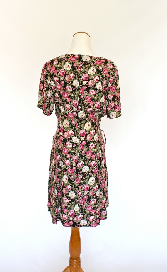 US Size 8-10, 90's Vintage Rose Dress, Floral Dre… - image 5