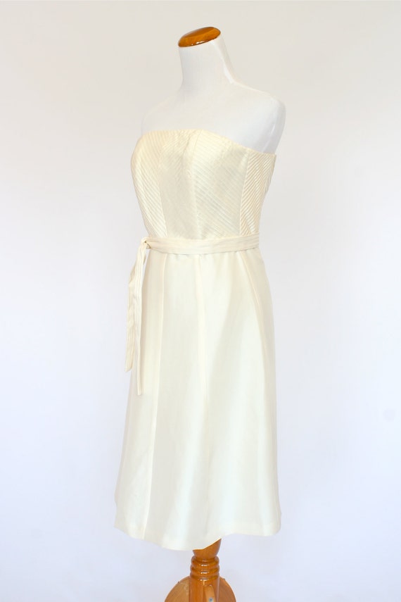 US Size 2 Ivory Dress, Silk Dress, Strapless Dres… - image 4