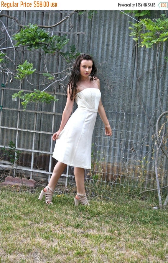 US Size 2 Ivory Dress, Silk Dress, Strapless Dres… - image 1