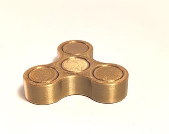 Gold Metallic Tri-Arm Fidget Spinner, 3D Printed Stress Relief Toy