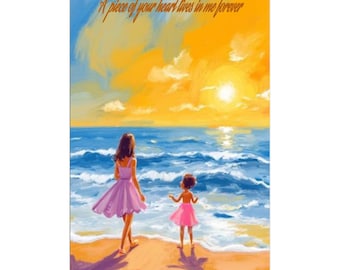 Rolled Canvas Print, Mother Daughter Beach Sunset, Custom Home Decor (Print On Demand)
