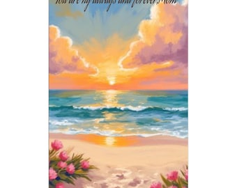 Mother Quote Wall Art, Beach Sunset Print, Emotional Mom Gift (Digital Download)